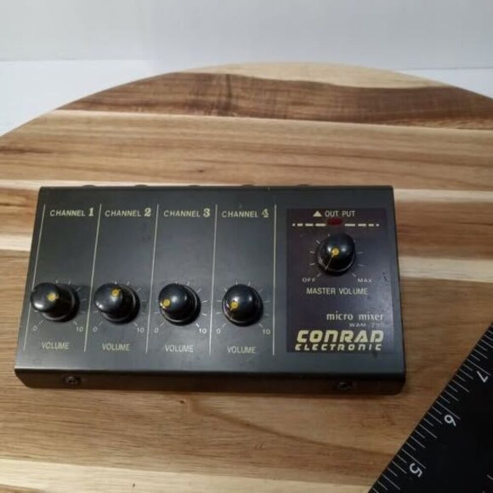 Conrad WAM-230 4-Channel Micro Mixer Portable Audio Line Mixer Tested Black